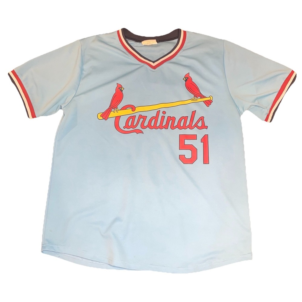 MLB St. Louis Cardinals Jersey Willie McGee #51 Jersey Men's XL Light Blue